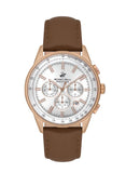 Beverly Hills Polo Club Men's Watch, Analog, White Dial, Brown Leather Strap, BP3550X.432