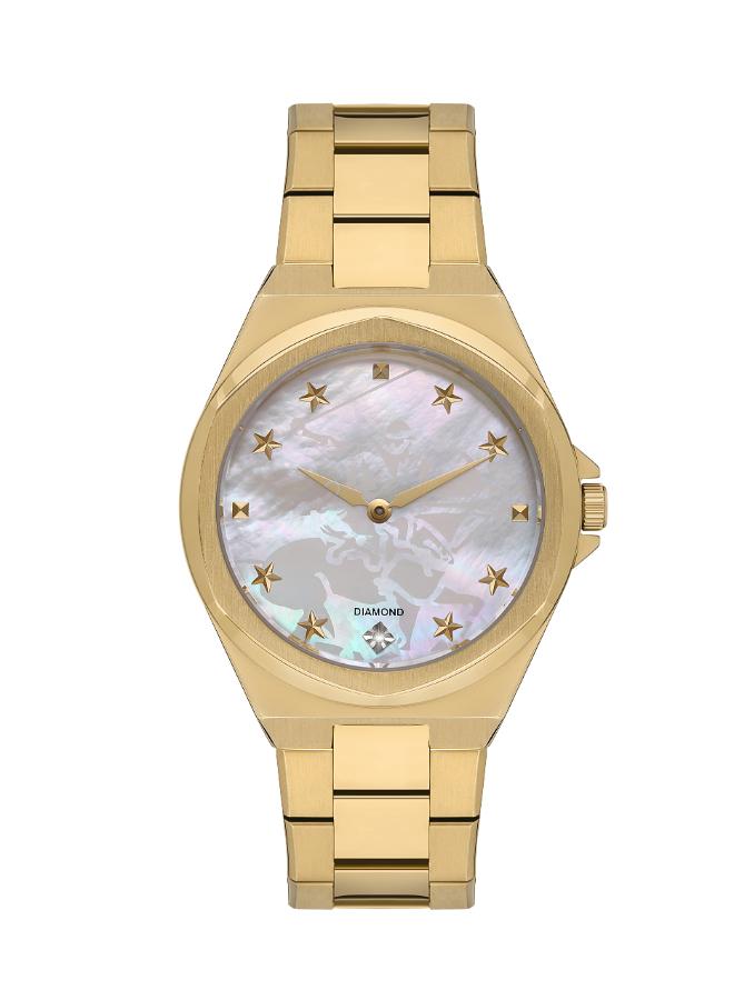 Beverly Hills Polo Club Women's Watch, Analog, Pearl Dial, Gold Stainless Steel Strap, BP3570X.120