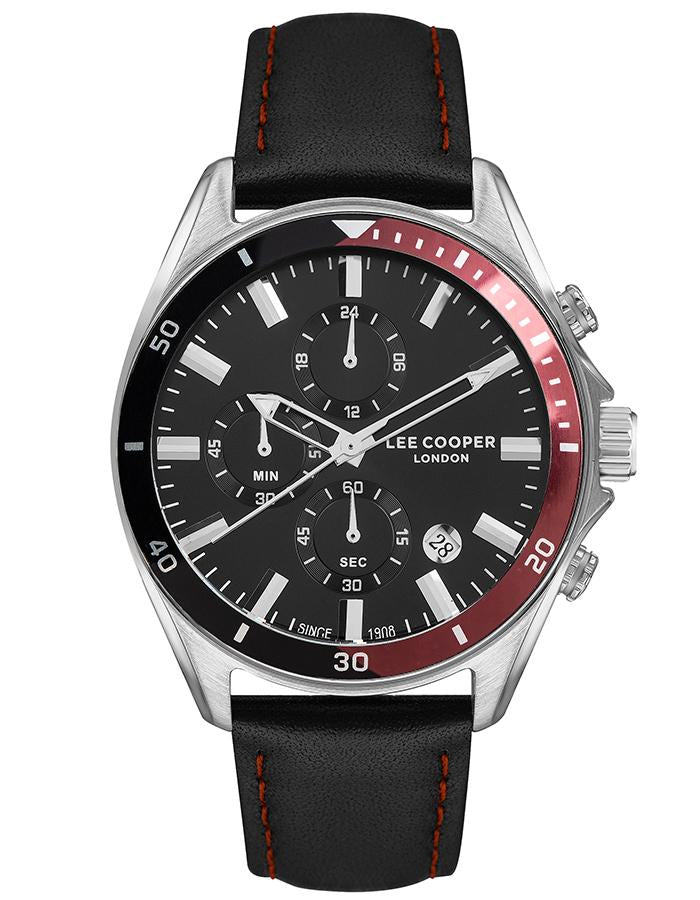 Lee Cooper Men's Watch Analog, Black Dial, Black Leather Strap, LC07290.351 