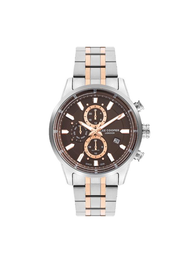 Lee Cooper Men's Watch Analog, Brown Dial Silver Metal Band, LC07836.540