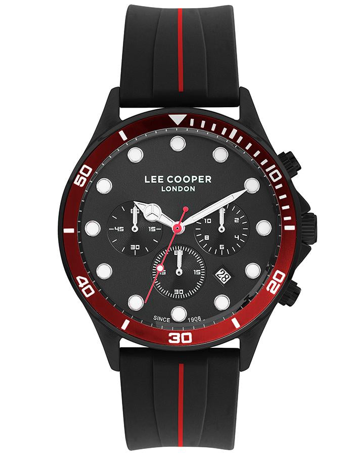 Lee Cooper Men's Watch Analog, Black Dial, Black Silicone Strap, LC07294.651 