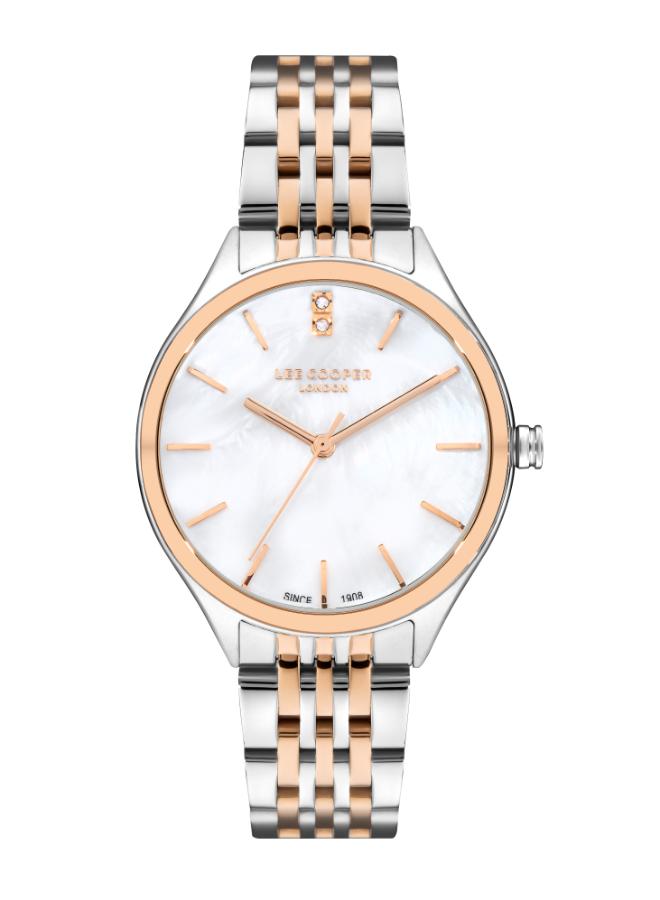 Lee Cooper Women's Watch Analog, Mother of Pearl Dial Silver Metal Band, LC07821.520