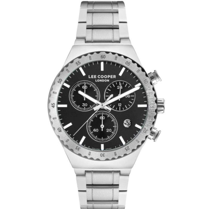Lee Cooper Men's Multifunction Watch Analog, Black Dial Silver Metal Band, LC07853.350