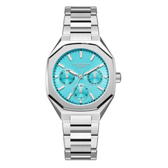 Lee Cooper Women's Watches Analog Tiffany Blue Dial with Silver Stainless Steel Band, LC08046.300