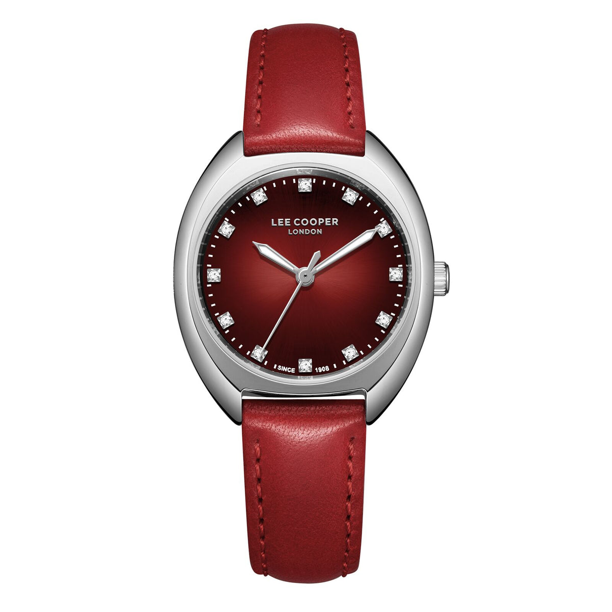 Lee Cooper Women's Watches Analog Red Dial with Red Leather Strap, LC07988.388