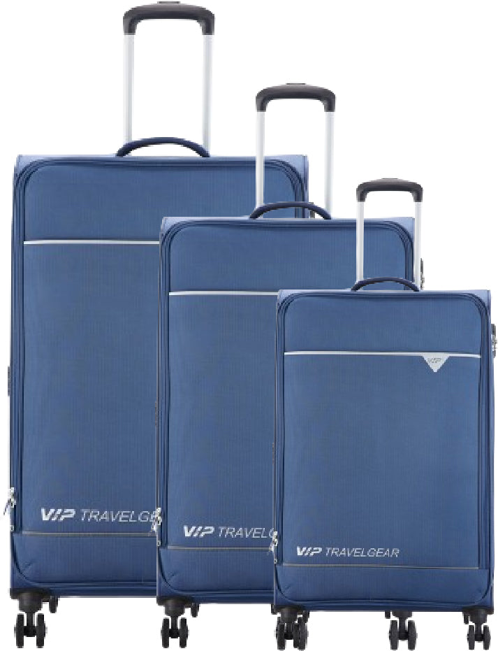 VIP Experia 55cm, 67cm, 79cm, 3pcs Soft Trolley Set Blue, EXPERIA3PCSBLU