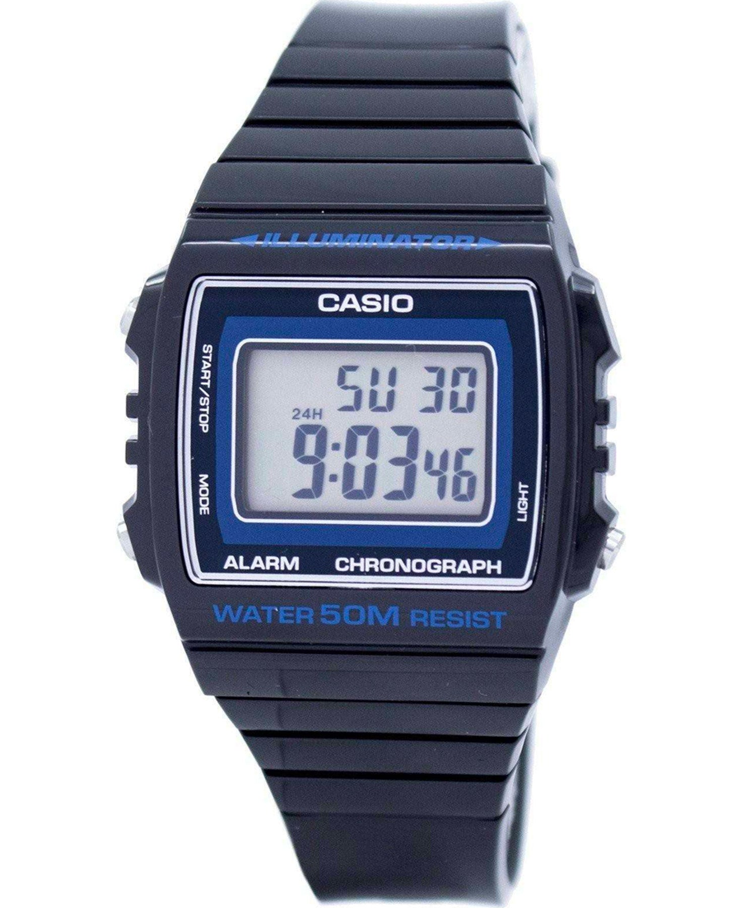 Casio, Men’s Watch Digital, Blue Dial Black Resin Band, W-215H-8AVDF