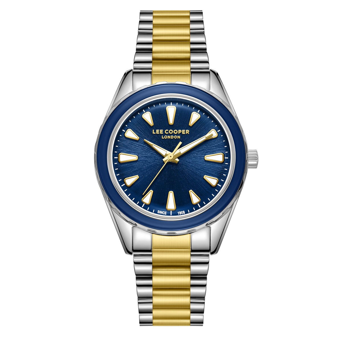 Lee Cooper Women's Watch Analog Blue Dial with Two-Toned Stainless Steel Band, LC08053.290