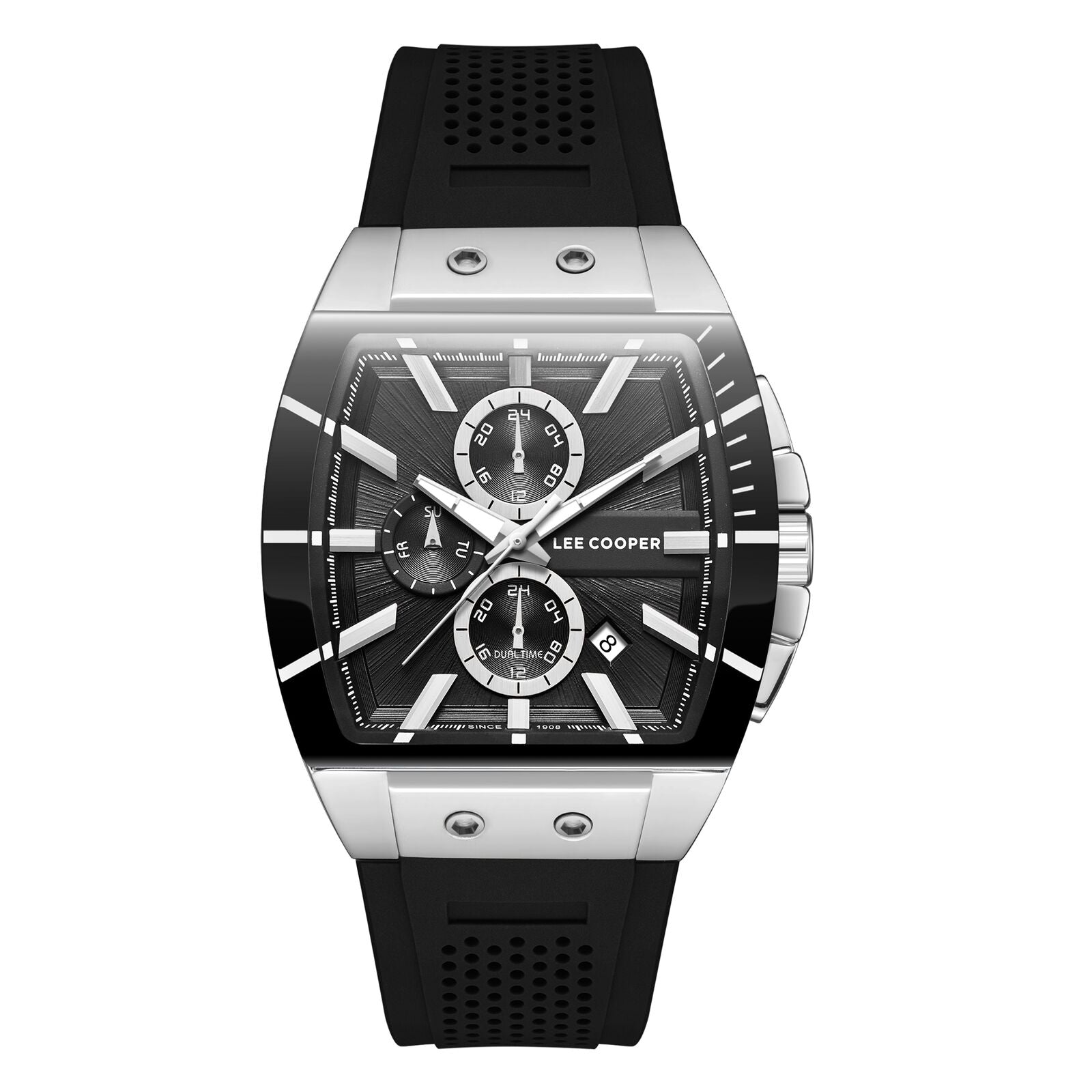 Lee Cooper Men's Watch Analog Black Dial with Black Resin Strap, LC08081.351