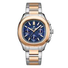 Beverly Hills Polo Club Men's Watch Analog Blue Dial with Silver/Rose Gold Stainless Steel Band, BP3212X.570