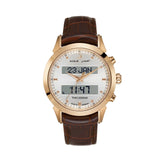 Alfajr Islamic Prayer Mens Watch Ana-Digital White Dial With Brown Leather Strap, WA-30LB