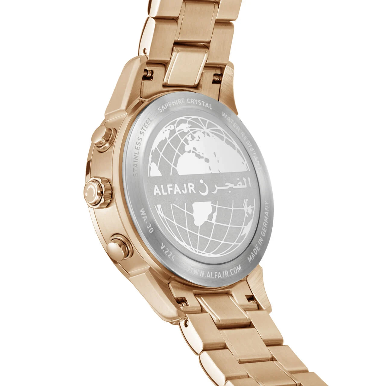 Alfajr Islamic Prayer Mens Watch Ana-Digital Balck Dial With Golden Stainless Steel Band, WA-30SB