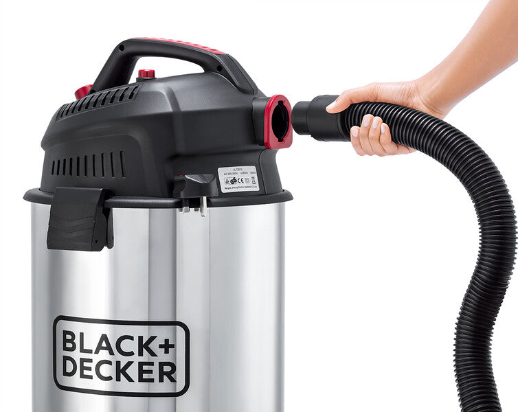 Black+Decker, 1610W, Wet and Dry Stainless Steel Tank Drum Vacuum Cleaner, 30 litre, Black/Silver, WV1450-B5