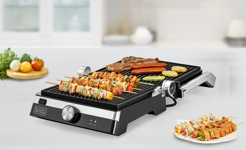 Black+Decker, 2000W Family Health Grill, Black/Silver, CG2000