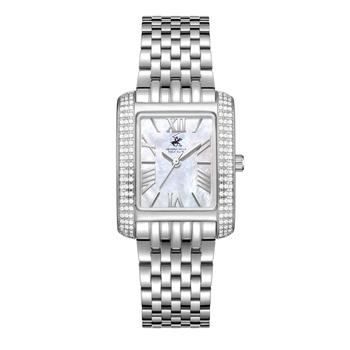 Beverly Hills Polo Club Women's Watch Analog Mother of Pearl Dial with Silver Stainless Steel Band,  BP3766C.320