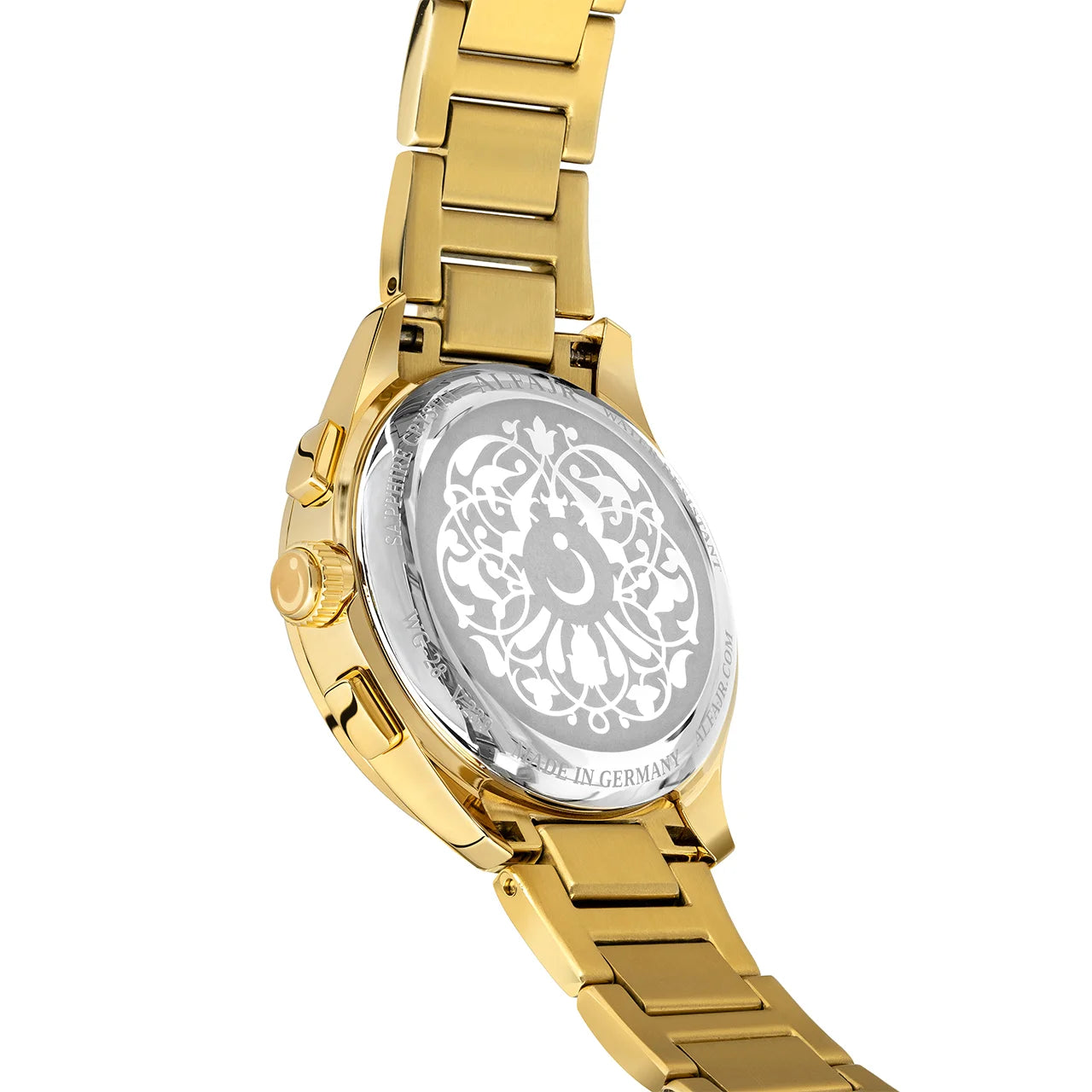Alfajr Islamic Prayer Womens Watch Analog Black Dial With Gold Stainless Steel Band, WG-28SG