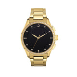 Alfajr Islamic Prayer Womens Watch Analog Black Dial With Gold Stainless Steel Band, WG-28SG