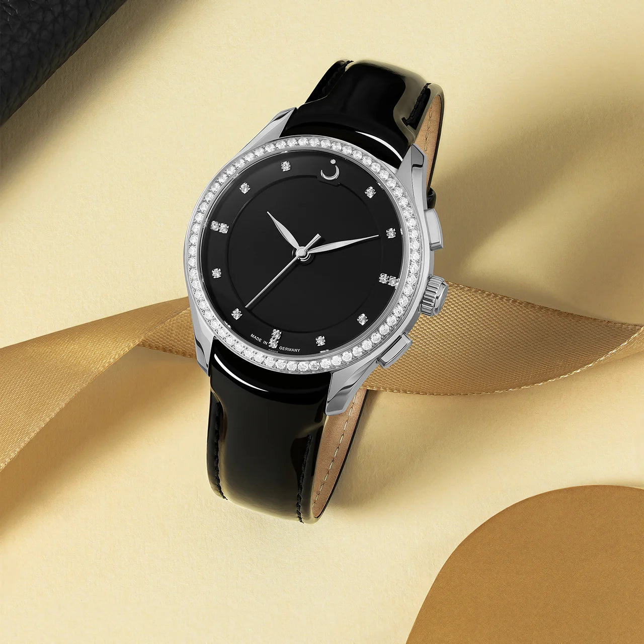 Alfajr Islamic Prayer Womens Watch Analog Black Dial With Black Leather Strap, WG-28LW