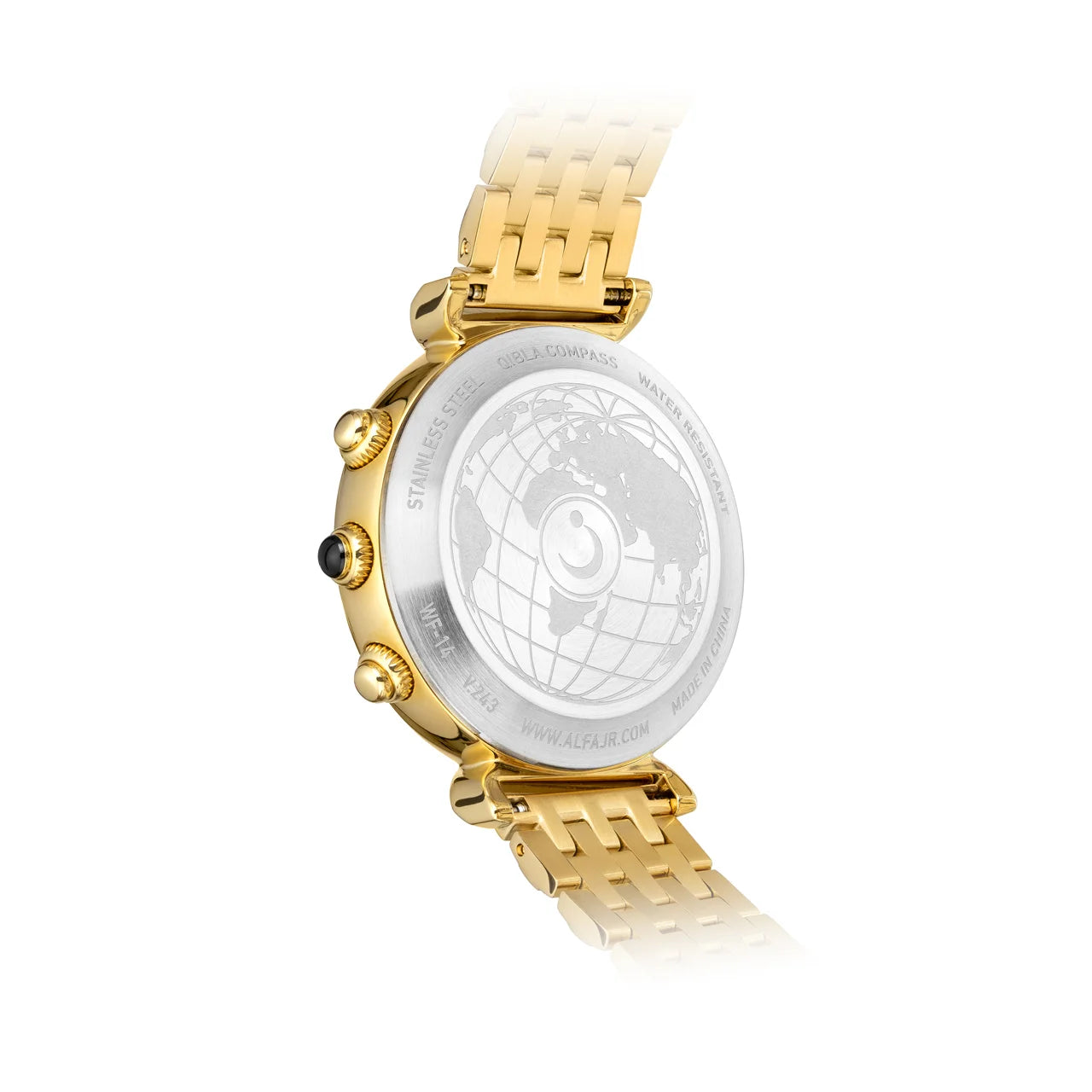 Alfajr Islamic Prayer Womens Watch Digital With Gold Stainless Steel Band, WF-14SG