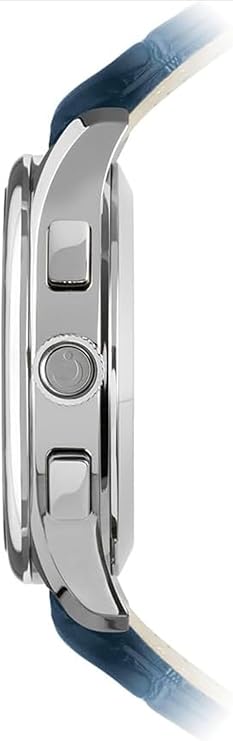 Alfajr Islamic Prayer Mens Watch Ana-Digital Black Dial With Blue Leather Strap, WW-22LS