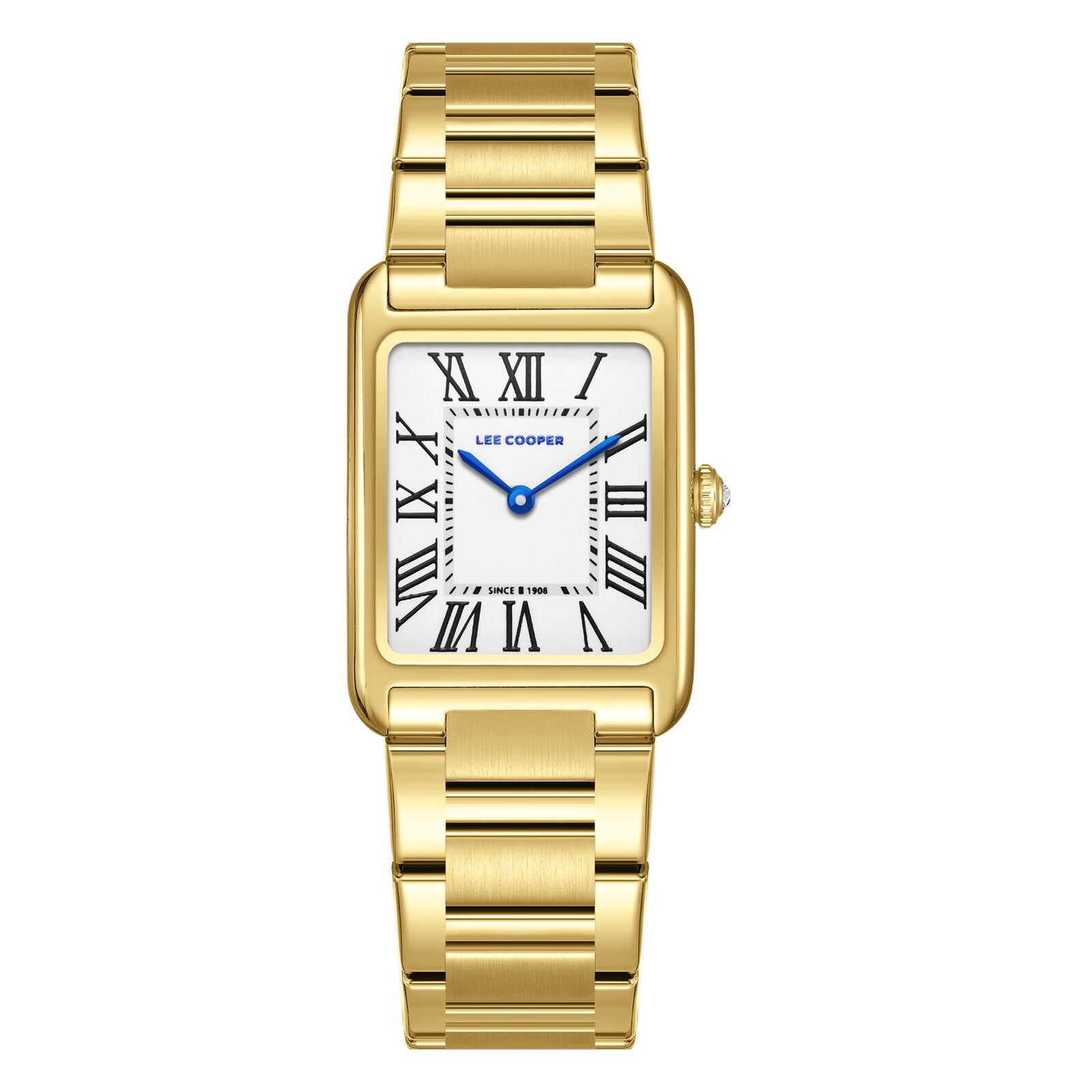 Lee Cooper Women's Watch Analog White Dial with Gold Stainless Steel Band, LC08083.130