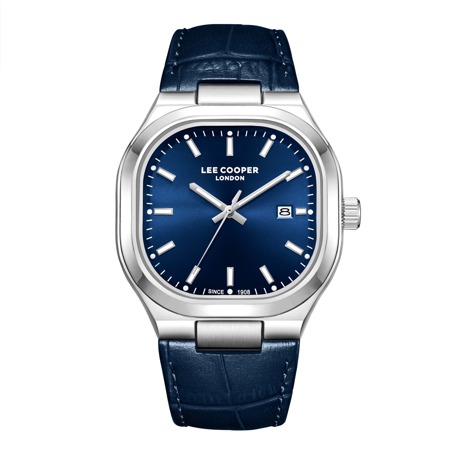 Lee Cooper Men's Watch Analog Blue Dial with Blue Leather Strap, LC08179.399