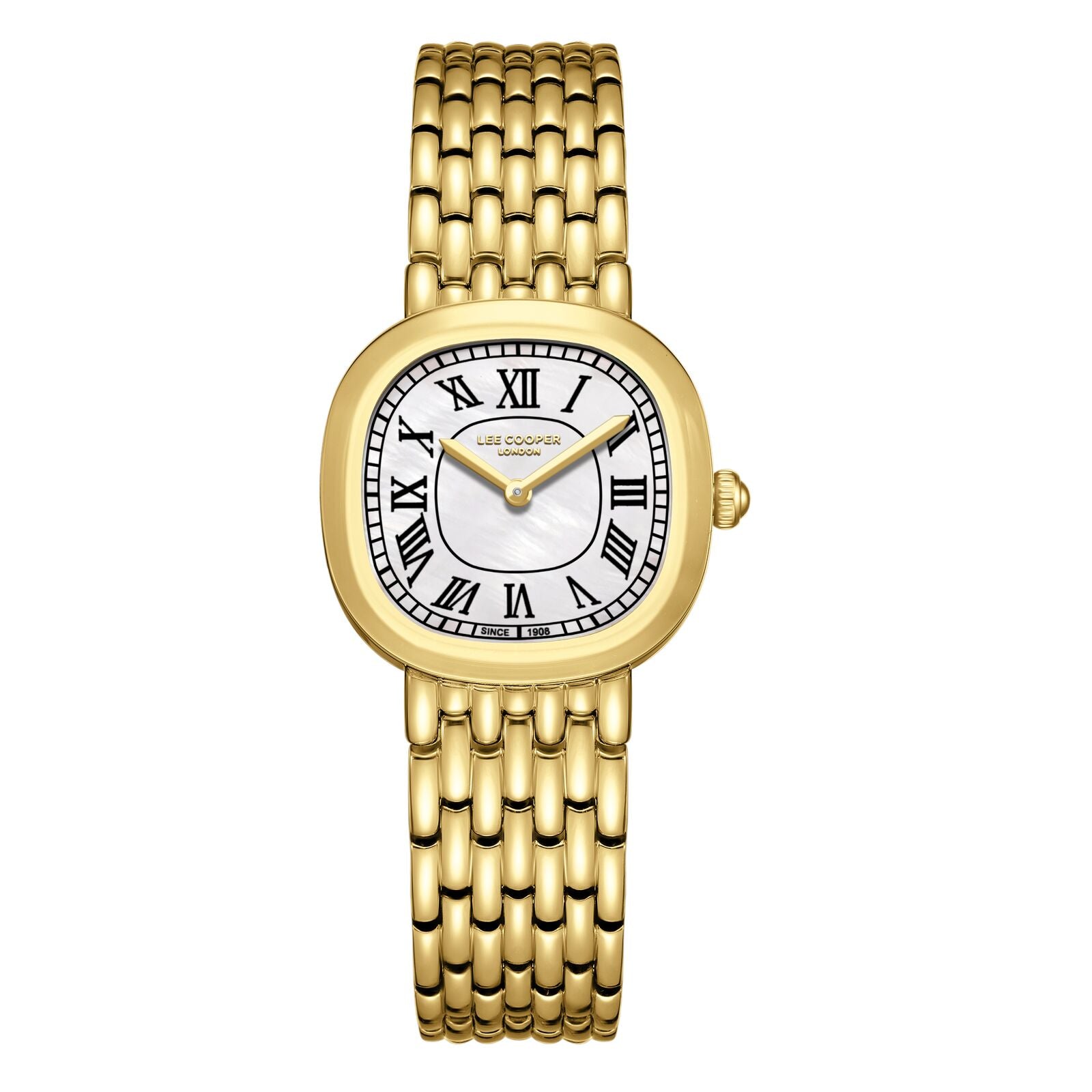 Lee Cooper Women's Watch Analog Mother of Pearl Dial with Gold Stainless Steel Band, LC08159.120