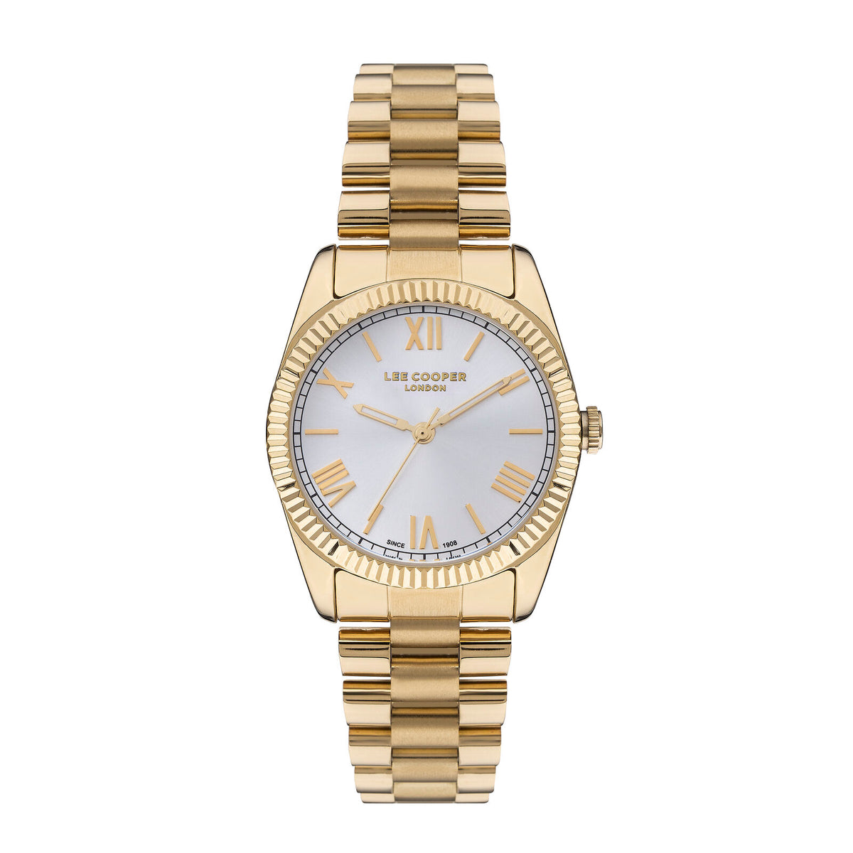 Lee Cooper  Women's Analog Watch, Silver Dial, Gold Stainless Steel Strap, LC07331.130