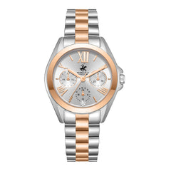 Beverly Hills Polo Club Women's Watch Analog Silver Dial With Silver/Rose Gold Stainless Steel Band, BP3653C.530