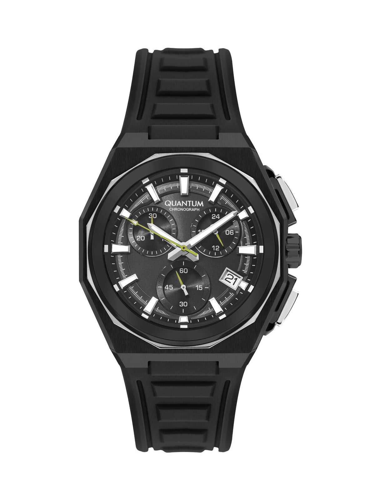 Quantum Men's Chronograph Watch Analog Black Dial with Silicone Band, PWG1078.651