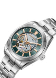 Quantum Men's Automatic Watch Dark Green Dial Silver Metal Band, QMG1132.370