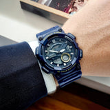 Casio Men's Watch Analog & Digital Combo, Black Dial Blue Resin Strap, AEQ-110W-2AVDF product image
