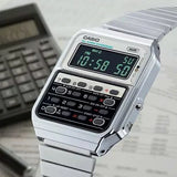 Casio Vinatge Unisex Watch Digital White Dial With Silver Stainless Steel Band, CA-500WE-7BDF