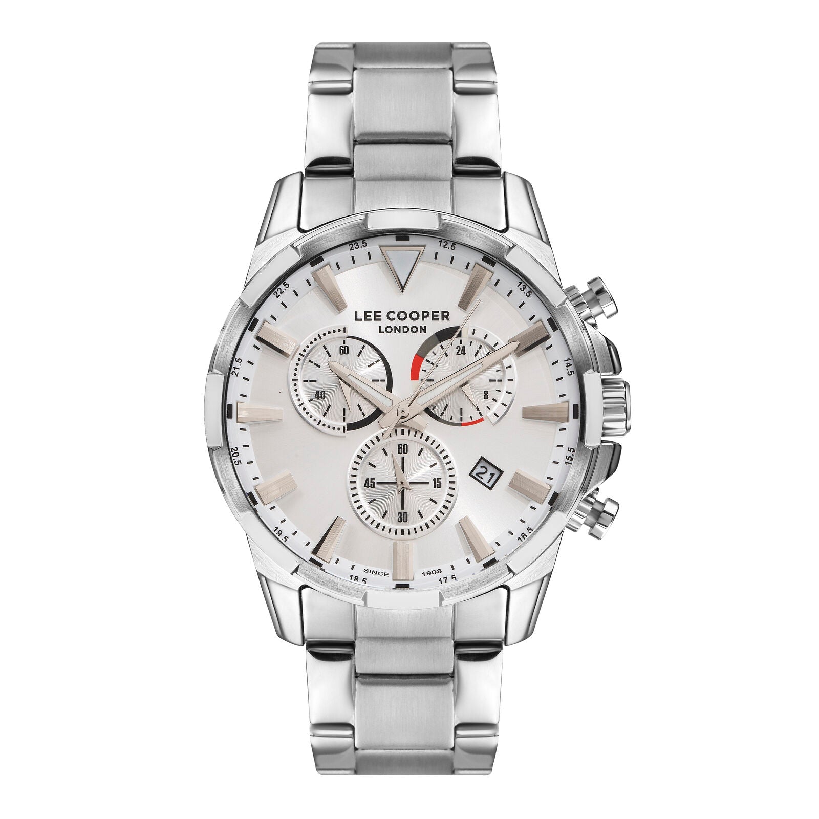 Lee Cooper Men's Watch Analog Silver Dial with Silver Stainless Steel Band, LC07385.330