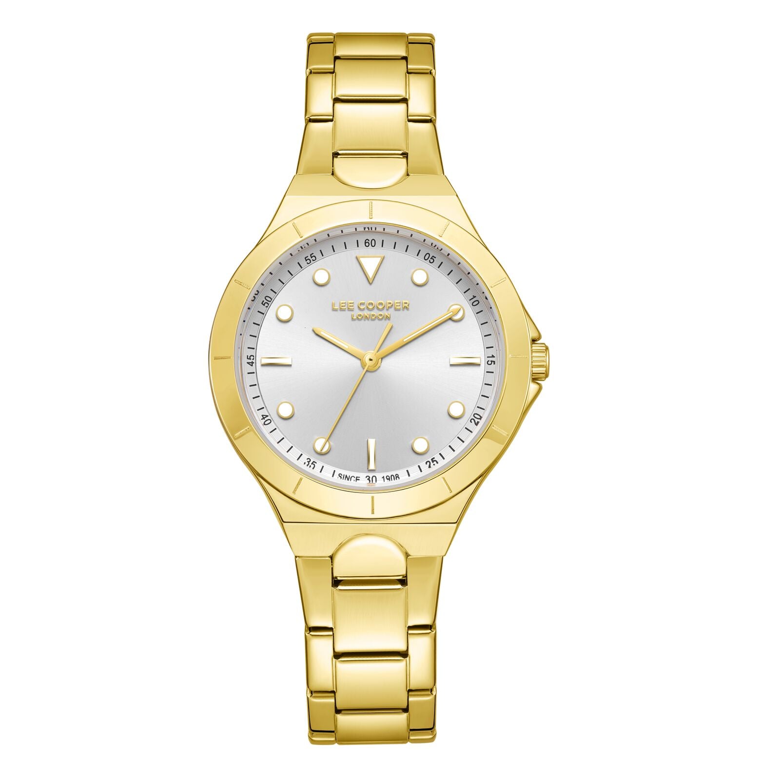 Lee Cooper Women's Watches Analog Silver Dial with Gold Stainless Steel Band, LC07999.130