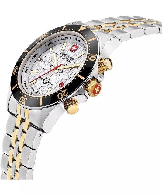 Swiss Military Hanowa Men's Chronograph Watch Silver Dial with Two-Tone Stainless Steel Bracelet, SMWGI2100760