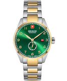 Swiss Military Hanowa Men's Analog Watch Green Dial with Two-Tone Stainless Steel Bracelet, SMWGH0000760