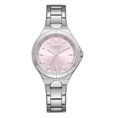 Lee Cooper Women's Watches Analog Pink Dial with Silver Stainless Steel Band, LC07999.380