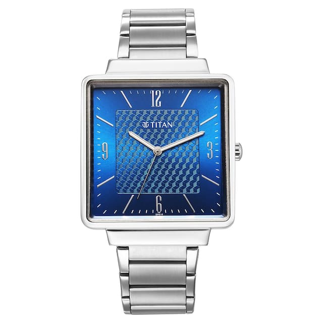 Titan Men's Watch Karishma Collection, Blue Dial Silver Stainless Steel Strap, 10005SM01