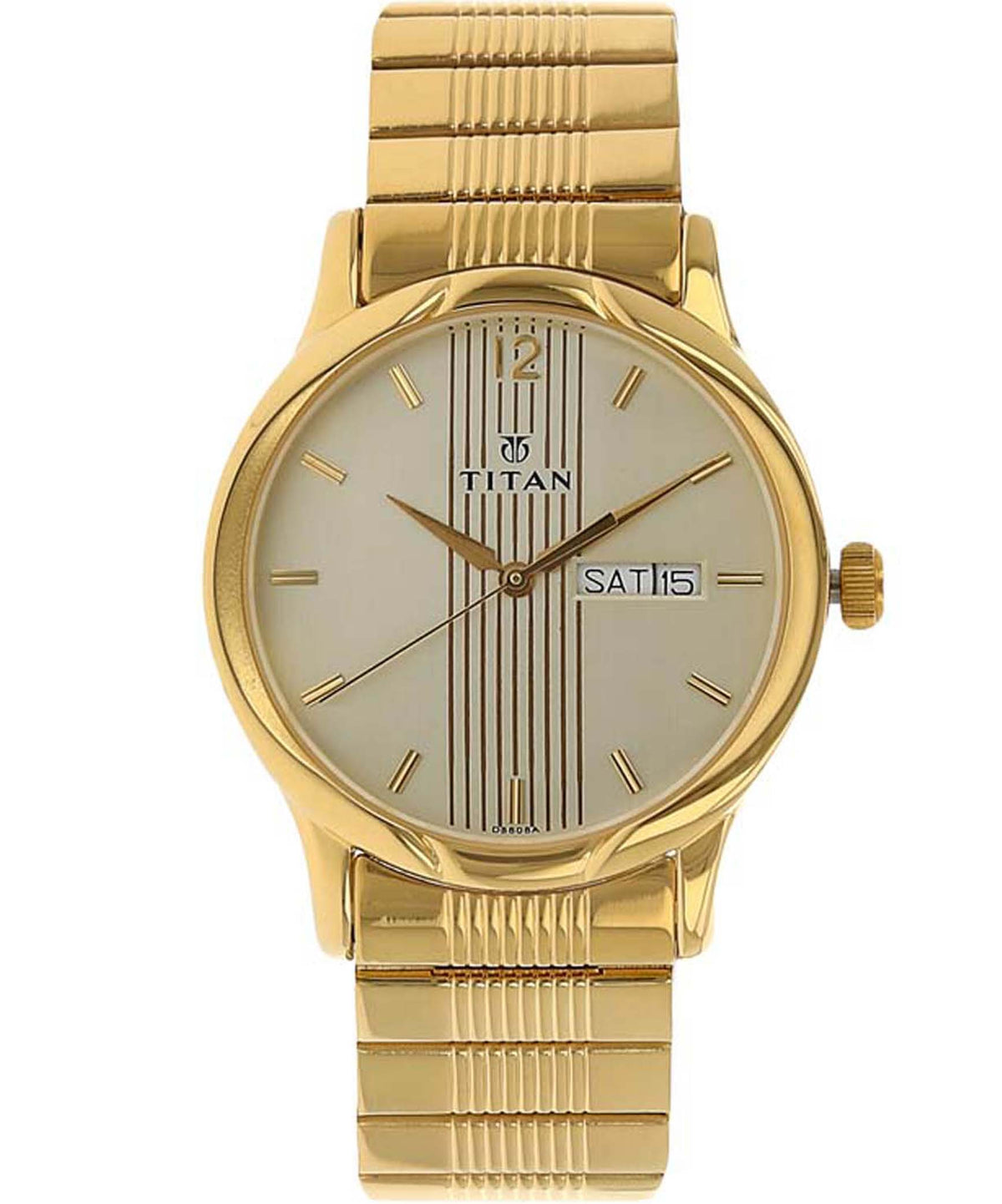 Titan Men's Watch Karishma Collection Analog, Champagne Dial Gold Stainless Strap, 1580YM05