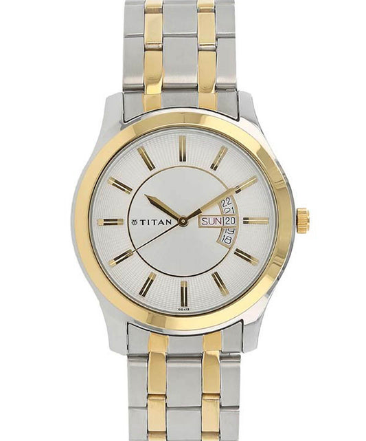 Titan, Men, Analog, Watch, White Dial, Stainless steel Strap, 1627BM01