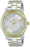 Titan Men's Watch Regalia Collection Analog, Silver Dial Silver & Gold Stainless Strap, 1627BM03