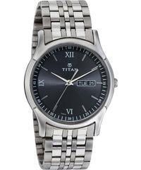 Titan Men's Watch Karishma Collection Analog, Black Dial Silver Stainless Strap, 1636SM01