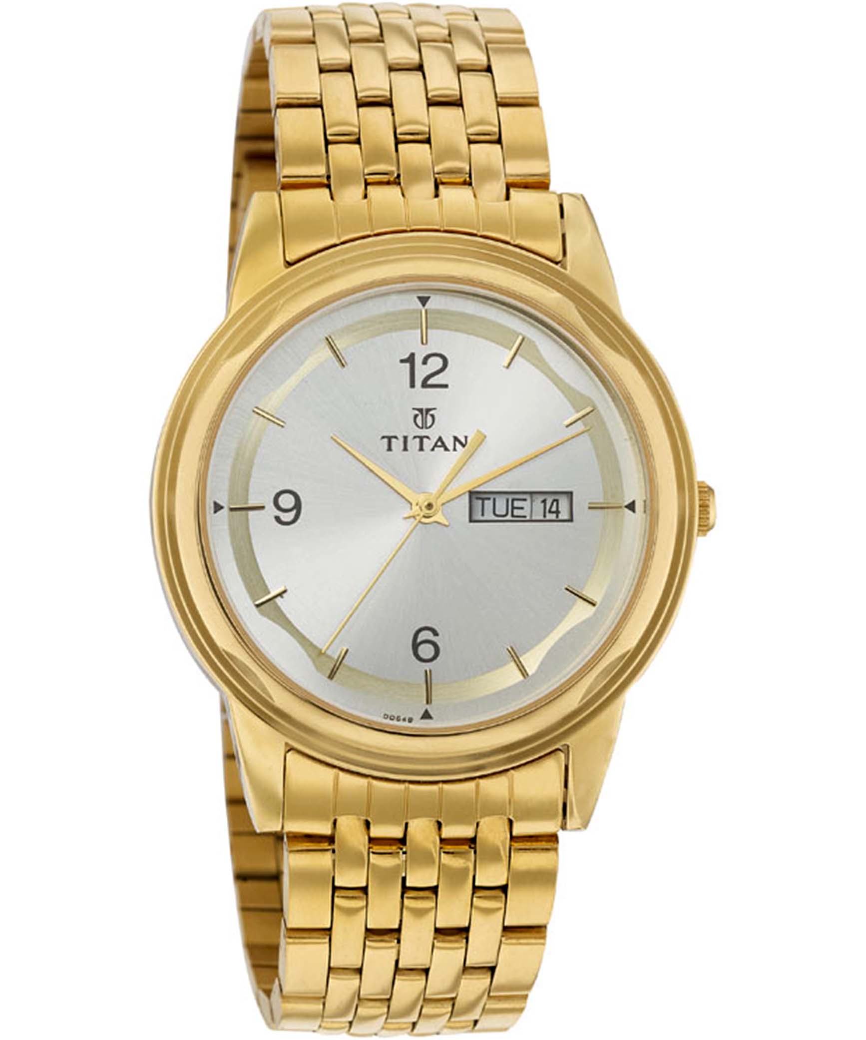 Titan Men's Watch Karishma Collection Analog, Silver Dial Gold Stainless Strap, 1638YM01