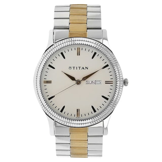 Titan, Men, Analog, Watch, White Dial, Stainless steel Strap, 1650BM01