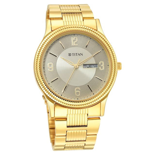 Titan, Men, Analog, Watch, Champagne Dial, Stainless steel Strap, 1650YM09