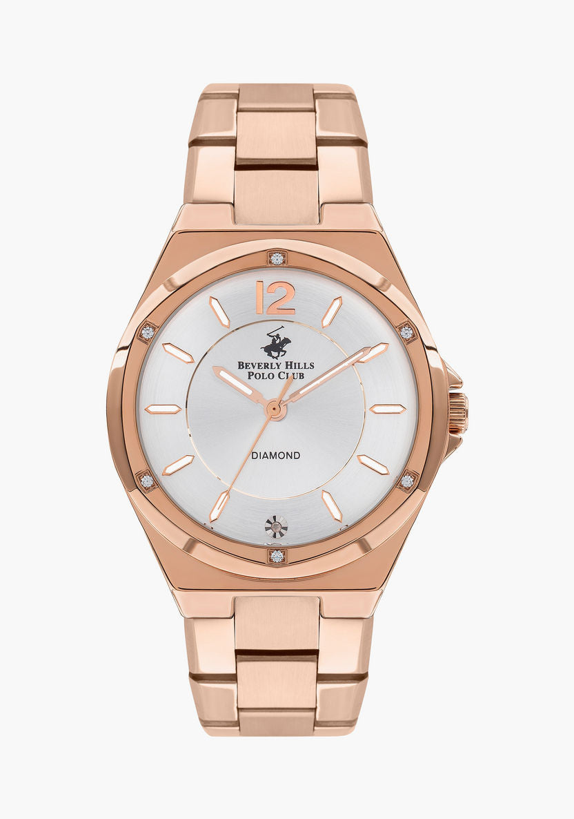 Beverly Hills Polo Club   Women's watch, Silver  Dial, Rose Gold Stainless Steel Strap, Wrist Watch,BP3351X.430