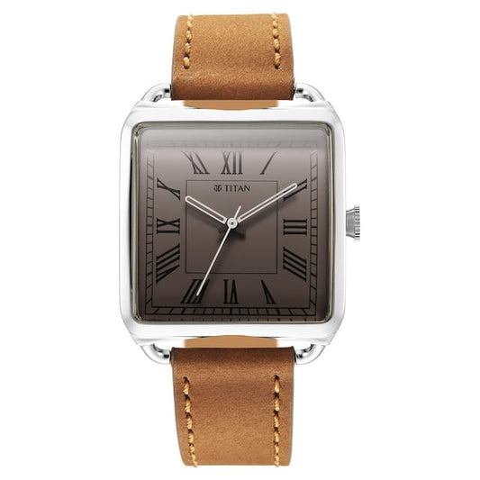 Titan, Men, Analog, Watch, Grey Dial, Leather Strap, 1676SL02