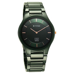 Titan Edge Ceramic Quartz Analog Green Strap Watch for Men, 1696QC06