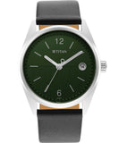 Titan Men's Watch Green Dial Black Leather Strap Watch, 1729SL07